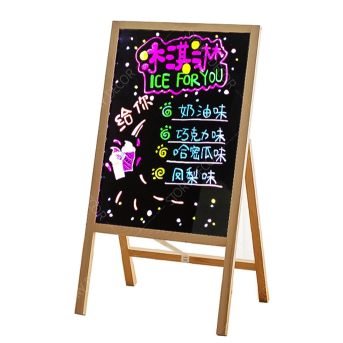 Bảng đen 1 mặt menu khung gỗ màu nâu, mộc tự nhiên dùng cho tiệm Spa, quán ăn, quán cafe, trà sữa, nhà hàng, homestay,