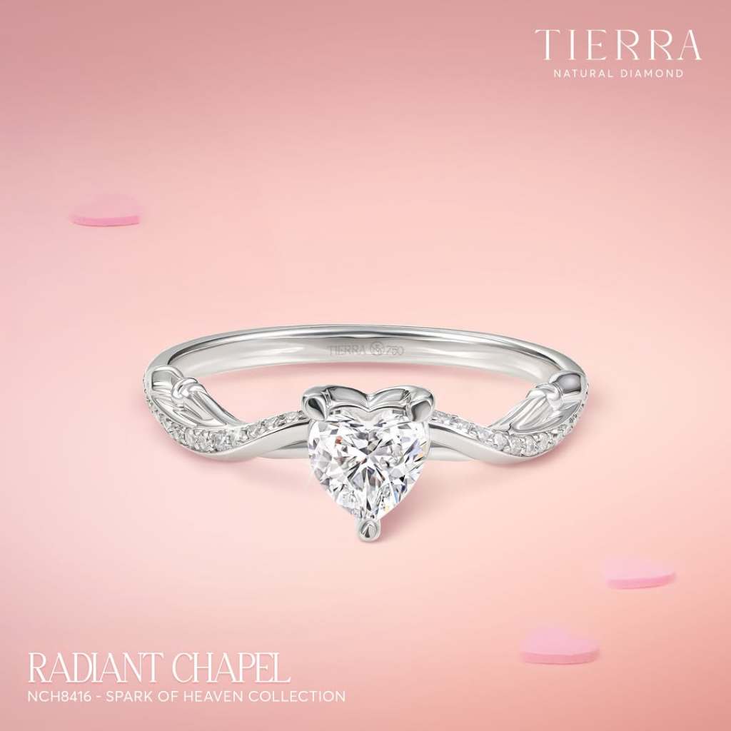 [CHAT TRƯỚC KHI ĐẶT] Nhẫn Cầu Hôn Tierra Radiant Chapel NCH8416 Vàng 14K 18K, Viên Chủ Trái Tim Đá CZ
