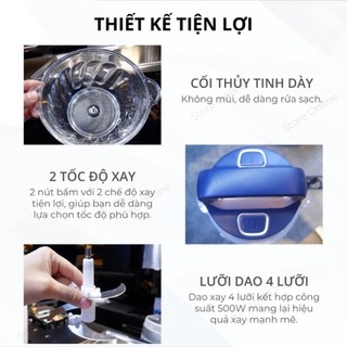Máy xay thịt đa năng Engler EL5145 2 lưỡi inox sắc bén, cối 2L thủy tinh dày, công suất 500W