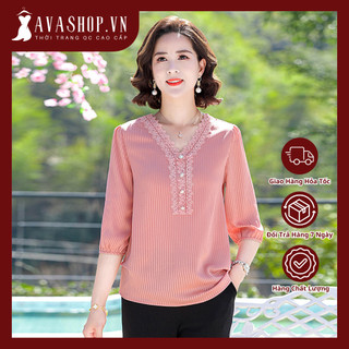 Áo Thun Tay Lỡ Phối Ren Trung Niên Lịch Sự SM76