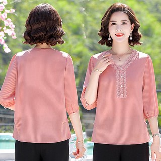 Áo Thun Tay Lỡ Phối Ren Trung Niên Lịch Sự SM76