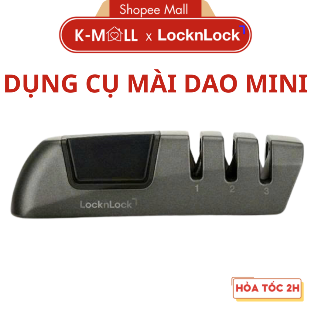 Dụng Cụ Mài Dao LocknLock There Stage Kinfe Sharpener CKK118DGRY Màu Xám Đậm, 3 Lớp Mài - K-MALL