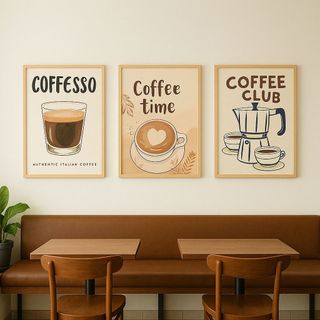 11 Set 3 Tranh Canvas Treo Tường Chủ Đề Cafe BH116 - Tranh Decor, Trang Trí Quán Cafe, Quán Nước, Coffee Sắc Nét