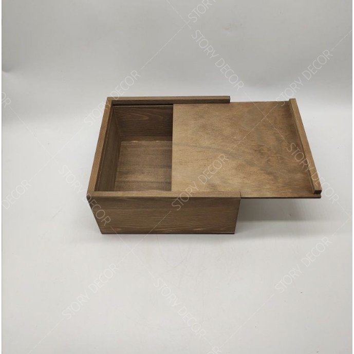 Hộp gỗ màu nâu nắp trượt nhiều kích thước, hộp quà tết, đựng phụ kiện, đựng đồ đa năng