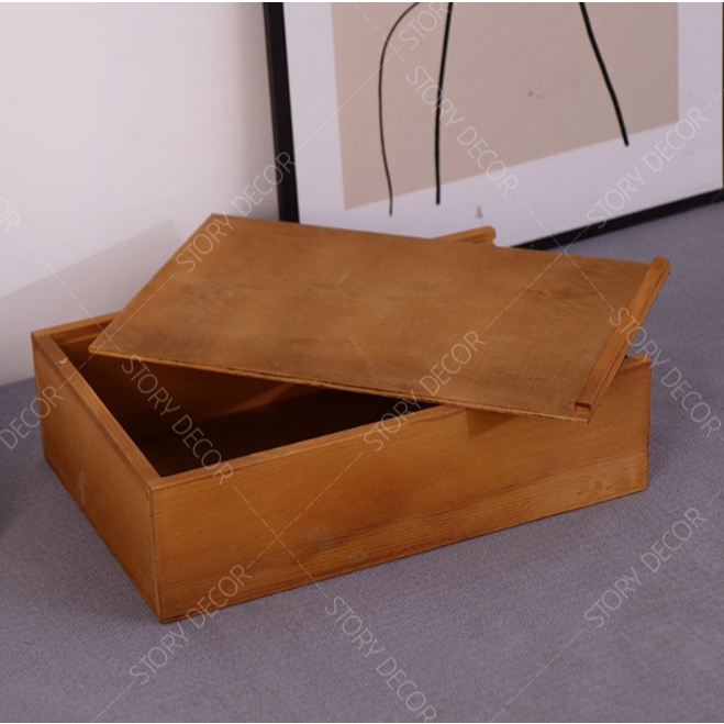Hộp gỗ màu nâu nắp trượt nhiều kích thước, hộp quà tết, đựng phụ kiện, đựng đồ đa năng
