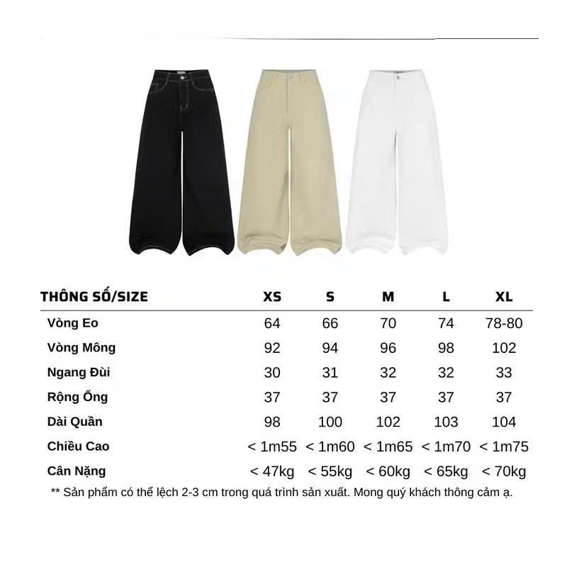 Quần Jeans Nữ Ống Rộng Line Nổi Màu Wash Cá Tính Cạp Cao Đủ Màu Tôn Dáng Joolate