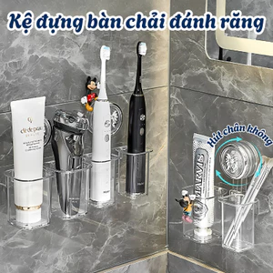 Kệ Đựng Bàn Chải Treo Tường Không Khoan Giá Đựng Đồ Nhà Tắm Hút Chân Không Siêu Chắc, Gọn Gàng