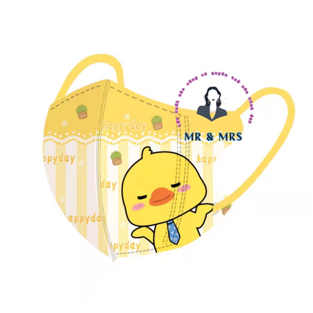 (Set 10/50C) Khẩu Trang Hoạt Hình Vịt Vàng 3D🦆 Cho Bé 0-3T