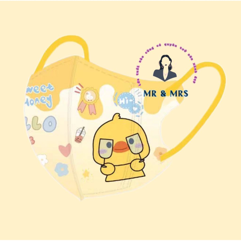(Set 10/50C) Khẩu Trang Hoạt Hình Vịt Vàng 3D🦆 Cho Bé 0-3T