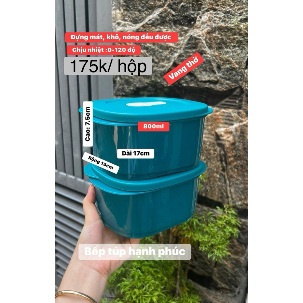 hộp Tupperware 800ml, để được khô, mát; chịu nhiẹt 0-120 độ, ,có nút ...