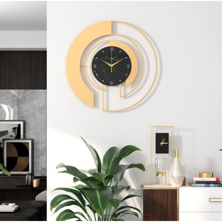 Đồng Hồ Treo Tường Tối Giản Tông Đen Vàng Phong Cách Châu Âu Sang Trọng Cao Cấp