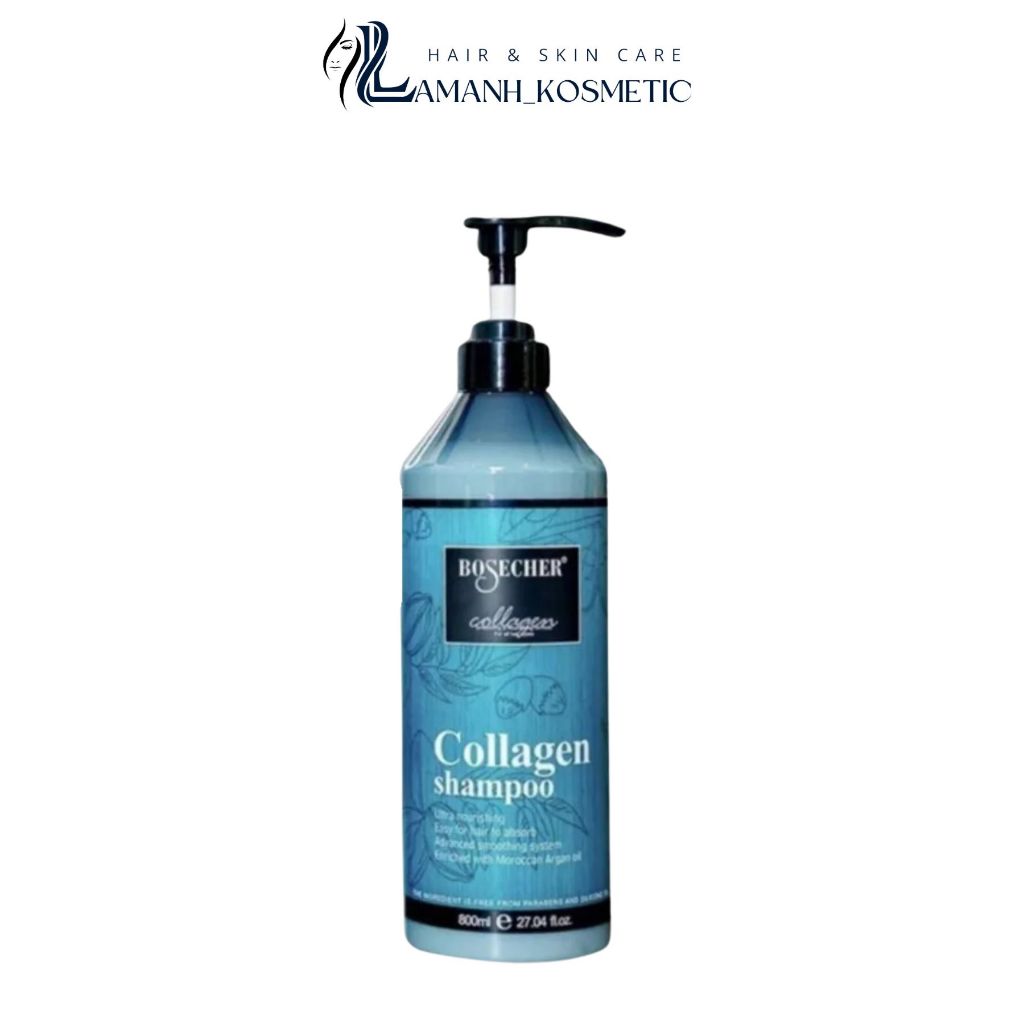 Lẻ dầu gội lẻ xả Collagen Bosecher 800ml giúp hỗ trợ tóc mềm mại giảm rụng tóc, giảm gàu, giảm dầu