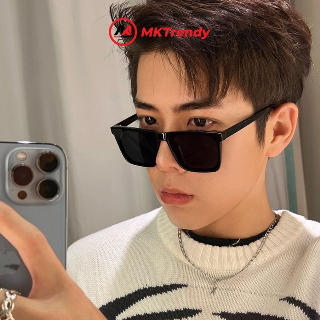 Kính mát thời trang nam nữ MKTRENDY kính râm gọng vuông đi đường chống bụi chống tia UV giảm chói phong cách M3