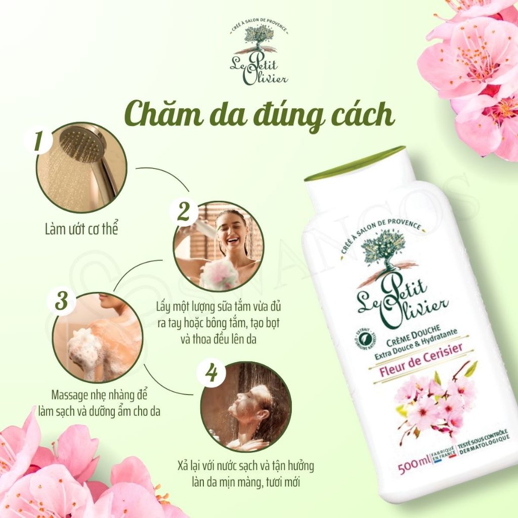 Sữa tắm nước hoa hương Hoa Anh Đào Le Petit Olivier Pháp 500ml - Dưỡng ẩm  dịu nhẹ, thơm lâu | Shopee Việt Nam