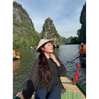 Miyu top - Áo tơ chấm bi tay bồng Ma Vie