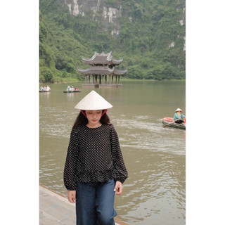 Miyu top - Áo tơ chấm bi tay bồng Ma Vie