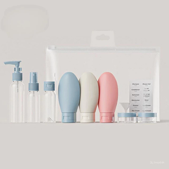 Set Chai, Lọ Chiết Mỹ Phẩm, Bộ Chiết Mĩ Phẩm Du Lịch Kèm Túi Zip Nhỏ Gọn