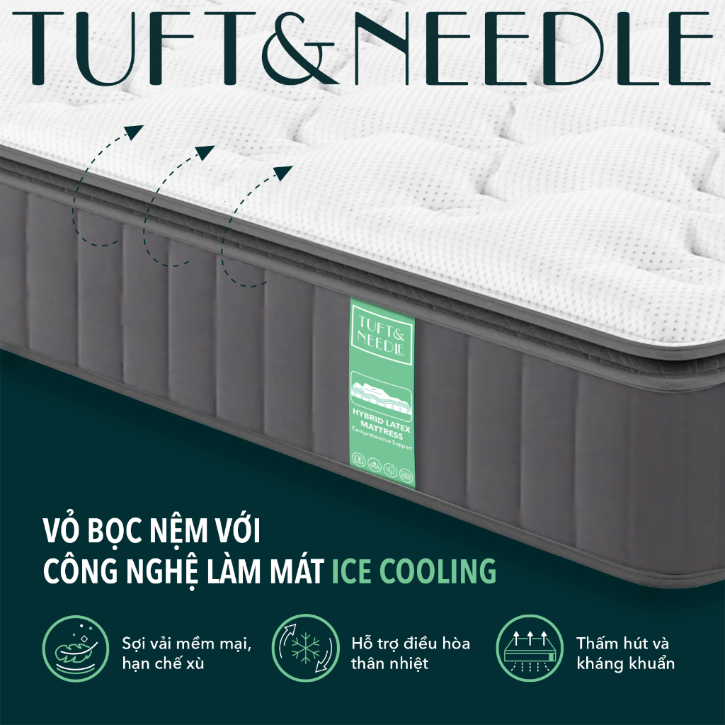 Nệm Latex Hybrid TUFT & NEEDLE, Khung Lò Xo Túi Độc Lập Cách Ly Dao Động Kết Hợp Cao Su Thiên Nhiên | BigBuy360 - bigbuy360.vn