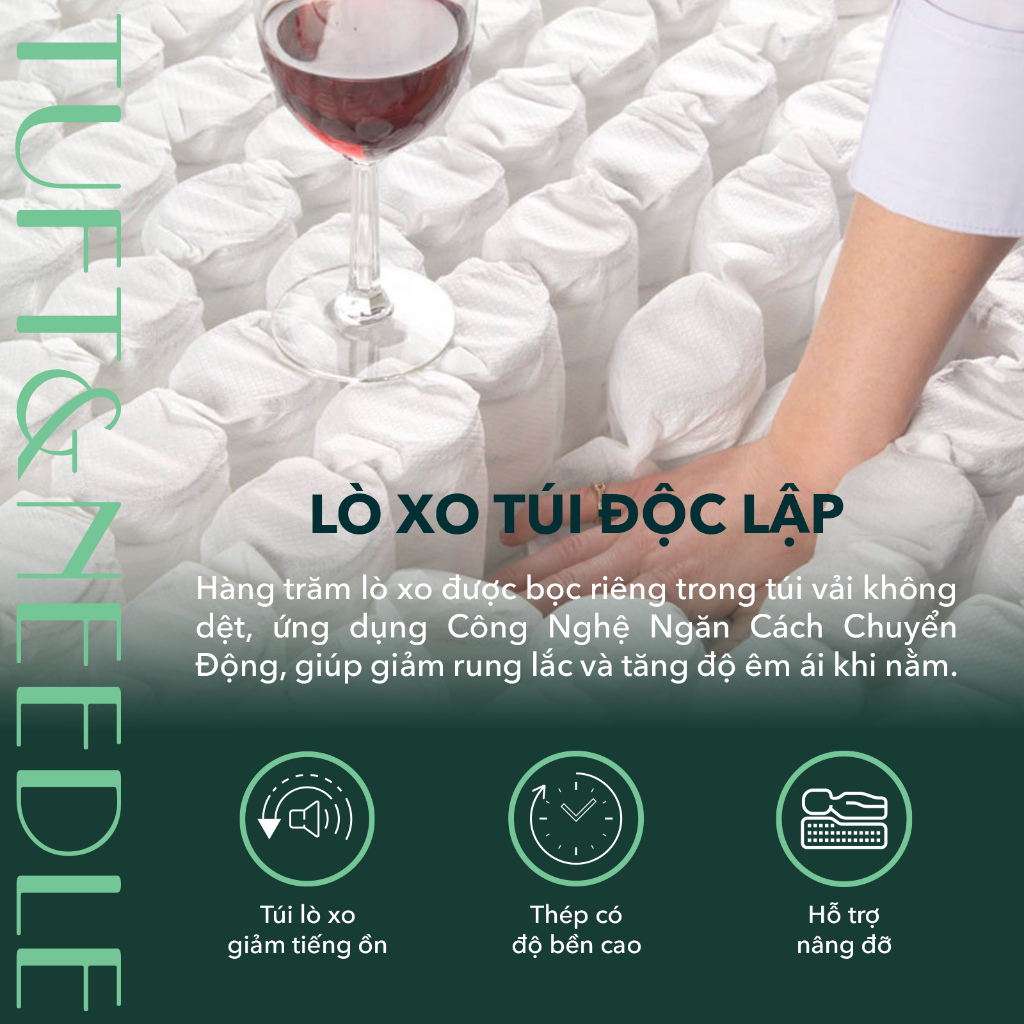 Nệm Latex Hybrid TUFT & NEEDLE, Khung Lò Xo Túi Độc Lập Cách Ly Dao Động Kết Hợp Cao Su Thiên Nhiên | BigBuy360 - bigbuy360.vn