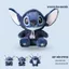 Gấu bông stitch xanh mặc áo khoác yếm dễ thương, stitch 4 tay hàng nhập khâu cao cấp