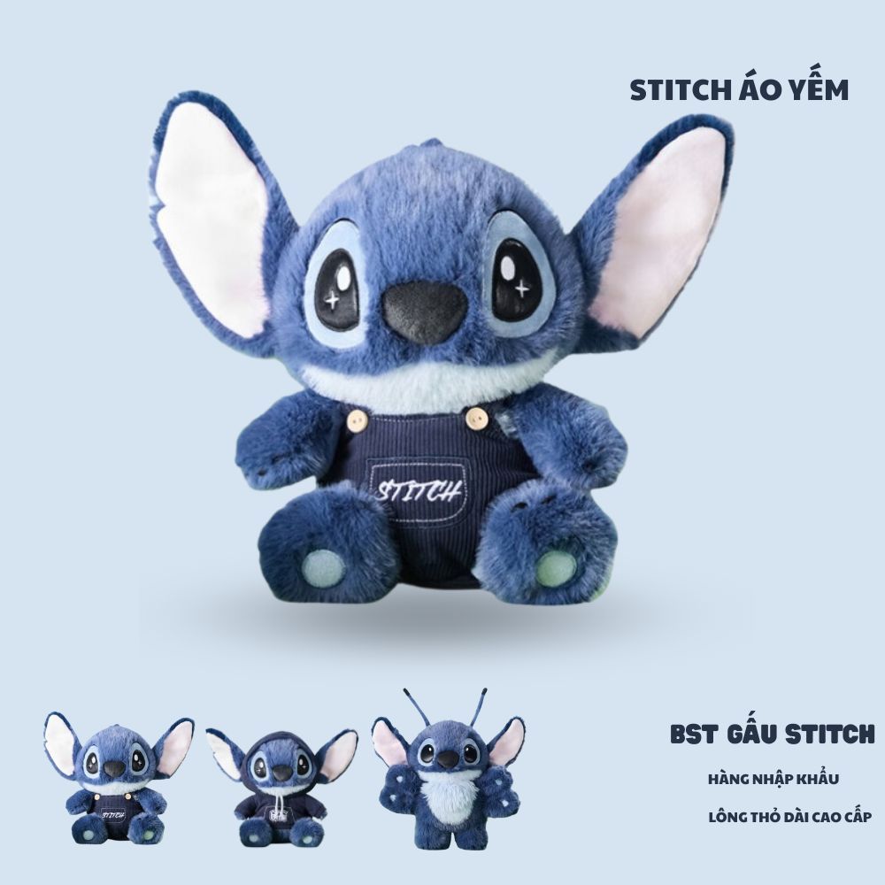 [ MẪU MỚI 2025 ] Gấu bông stitch phối quần áo đáng yêu chất liệu lông thỏ dài cao cấp làm quà tặng cho bé, bạn trai