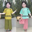Bộ bà ba Nhã Chi chất vải gấm mềm mát size 7kg - 35kg/ Bộ quần áo bé gái