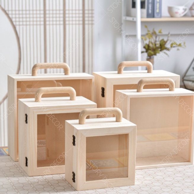 Hộp gỗ khóa cài có tay cầm sang trọng và đẹp, hộp đựng quà tết, đựng phụ kiện đa năng nhiều kích thước