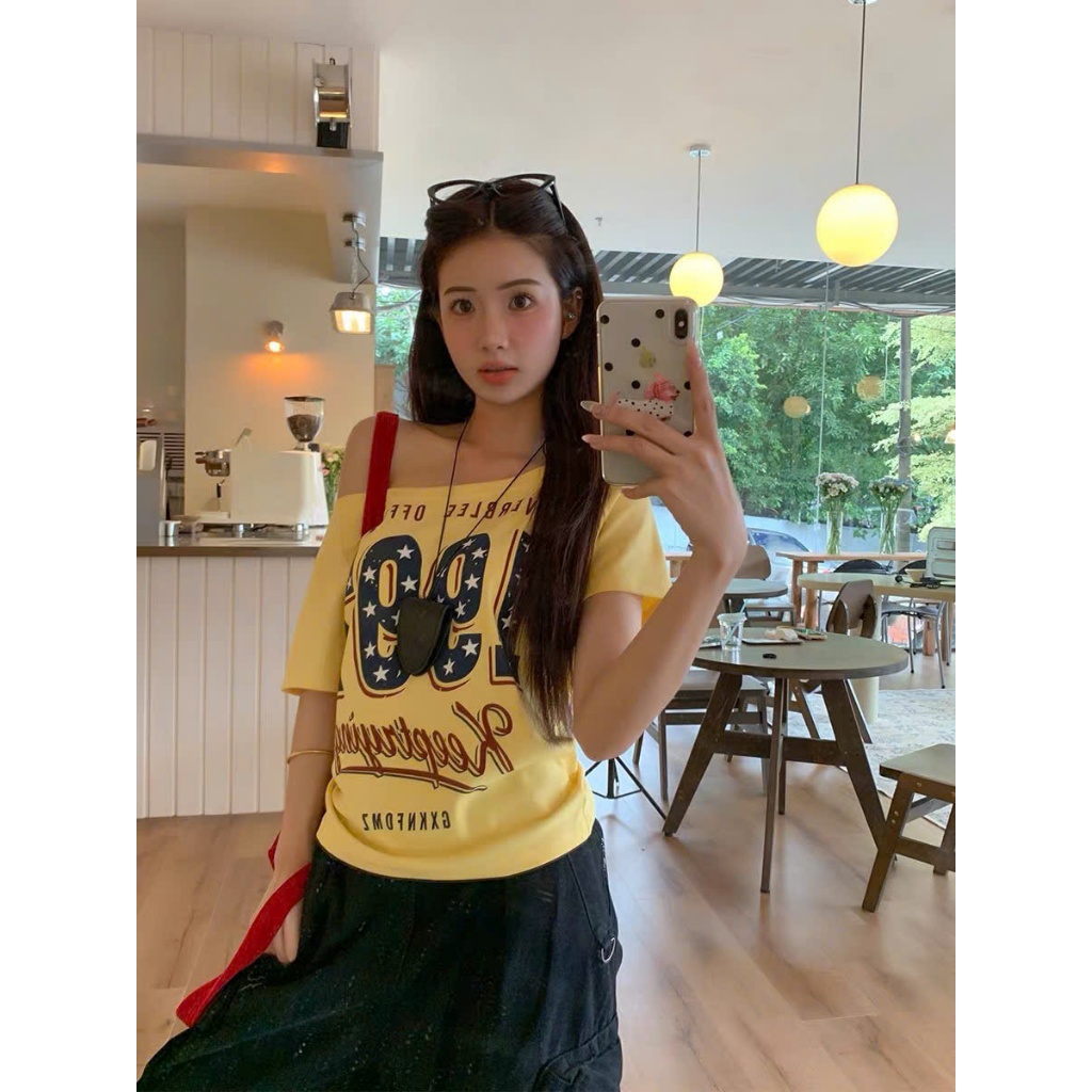 [GENZSHOP] ÁO THUN NỮ LỆCH VAI IN 1997 TRENDING 2025 CÓ SIZE <68KG