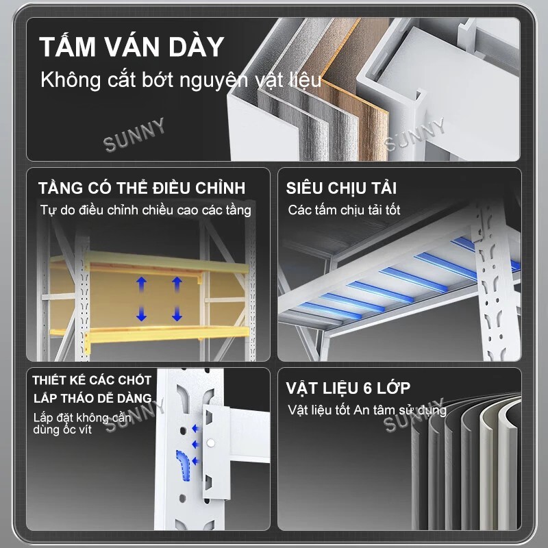 SUNNY Kệ sắt nhiều lớp đa năng có khả năng chịu lực tốt dễ lắp ráp và tiết kiệm không gian