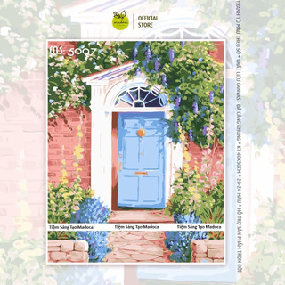 [TỔNG HỢP] Tranh tô màu theo số 40x50cm đã căng khung Thềm nhà có hoa
