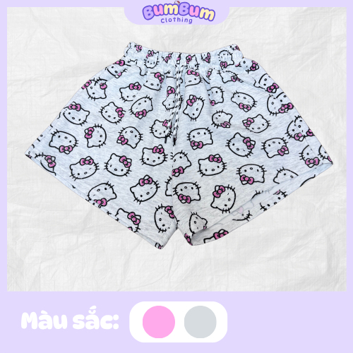 (DEAL MỞ BÁN)Quần đùi nữ Hello Kitty nỉ 2 da basic đáng yêu