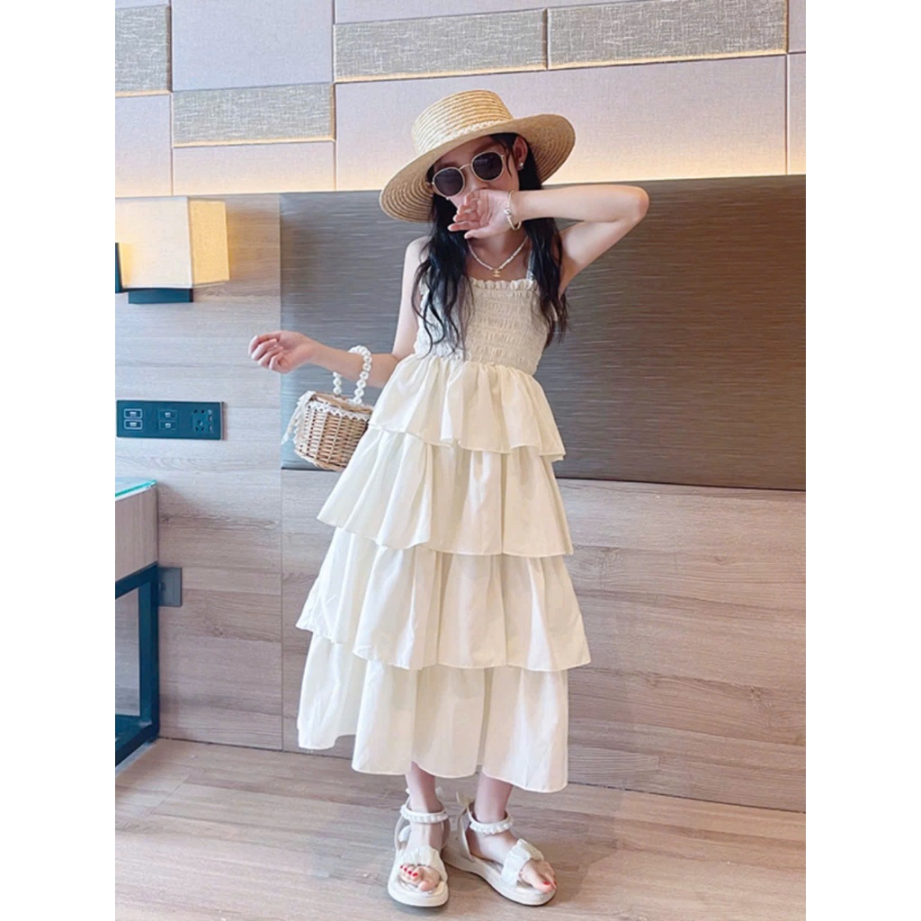 Đầm dài tầng bé gái , đầm dài thiết kế bé gái size đại, maxi bé gái đi biển, đầm cặp mẹ và bé