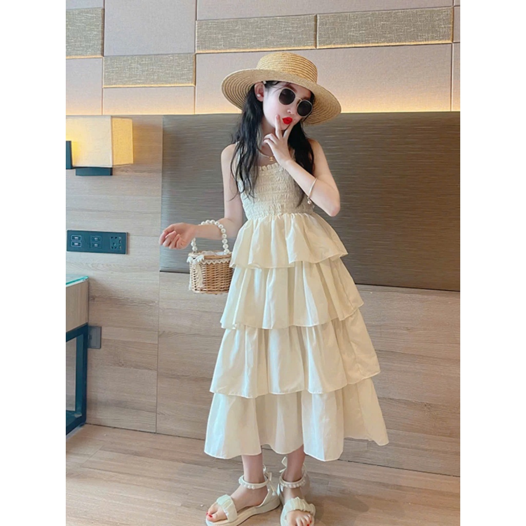 Đầm dài tầng bé gái , đầm dài thiết kế bé gái size đại, maxi bé gái đi biển, đầm cặp mẹ và bé