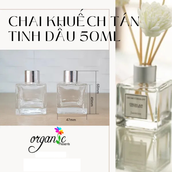 CHAI KHUẾCH TÁN TINH DẦU 50 ML (TRỤ VUÔNG TRONG)