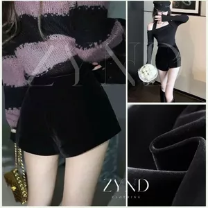 QUẦN SHORT NHUNG ZYND - Quần short cạp cao có lót trong tôn dáng-CĐ-M634