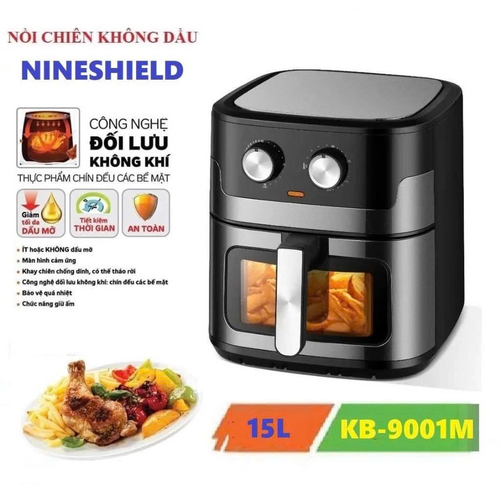 Nồi chiên không dầu Nineshield KB-9001M dung tích 15L nướng được cả con gàc công nghệ Nhật Bản Rapid Air hiện đại BH 12T | BigBuy360 - bigbuy360.vn