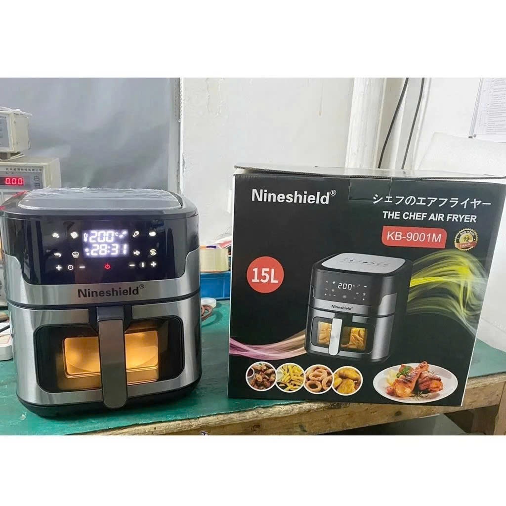 Nồi chiên không dầu Nineshield KB-9001M dung tích 15L nướng được cả con gàc công nghệ Nhật Bản Rapid Air hiện đại BH 12T | BigBuy360 - bigbuy360.vn