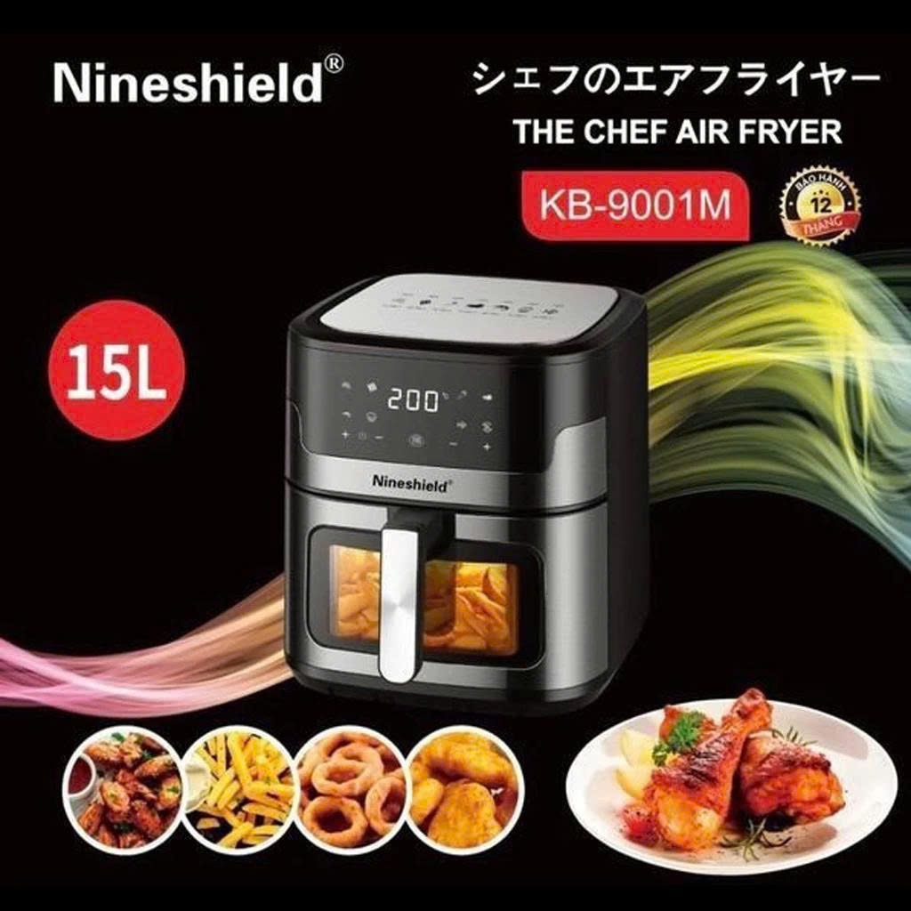 Nồi chiên không dầu Nineshield KB-9001M dung tích 15L nướng được cả con gàc công nghệ Nhật Bản Rapid Air hiện đại BH 12T | BigBuy360 - bigbuy360.vn