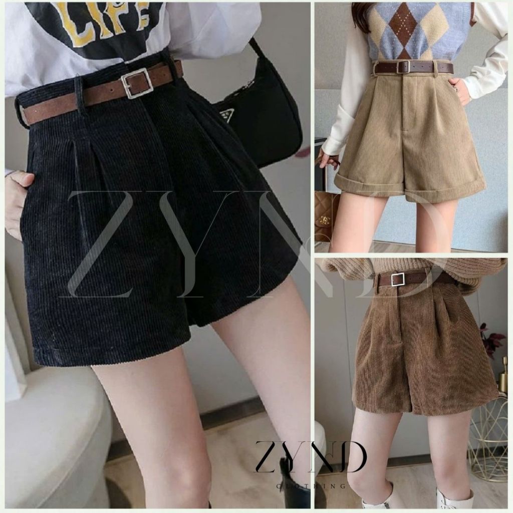 [DEAL MỞ BÁN] QUẦN SHORT NHUNG TĂM ZYND - Quần short cạp cao tôn eo dáng xòe -AT-M66