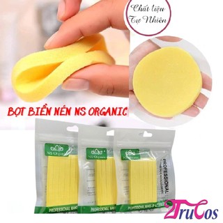 Bọt biển nén NS Organic Compressed Sponge 6 thanh/ túi (massage rửa mặt, tắm bé, Spa, salon) 2Trucos