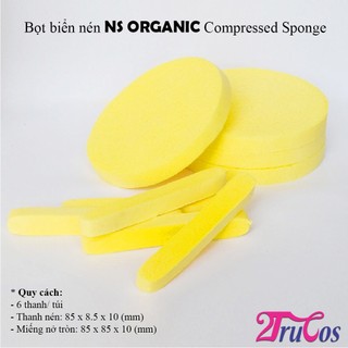 Bọt biển nén NS Organic Compressed Sponge 6 thanh/ túi (massage rửa mặt, tắm bé, Spa, salon) 2Trucos