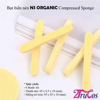 Bọt biển nén NS Organic Compressed Sponge 6 thanh/ túi (massage rửa mặt, tắm bé, Spa, salon) 2Trucos