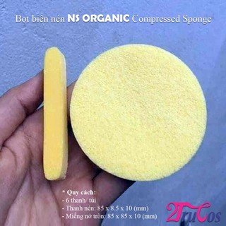 Bọt biển nén NS Organic Compressed Sponge 6 thanh/ túi (massage rửa mặt, tắm bé, Spa, salon) 2Trucos