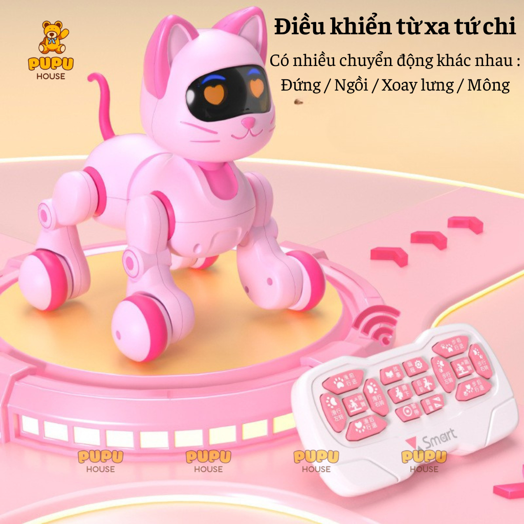 Mèo Robot Mèo Điều Khiển Từ Xa Thông Minh Robot Smart Điều Khiển Hoạt Động Âm Thanh Di Chuyển Thông Minh-PUPU HOUSE