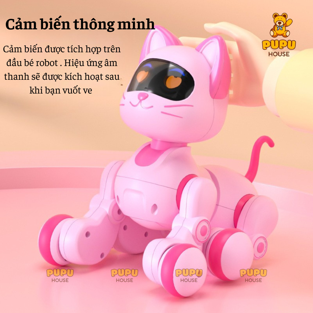 Mèo Robot Mèo Điều Khiển Từ Xa Thông Minh Robot Smart Điều Khiển Hoạt Động Âm Thanh Di Chuyển Thông Minh-PUPU HOUSE