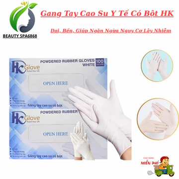 Găng Tay Y Tế Cao Su HK Có Bột | Bao Tay Giúp Phòng Chống Lây Nhiễm Trong Phẫu, Spa, Y Tế