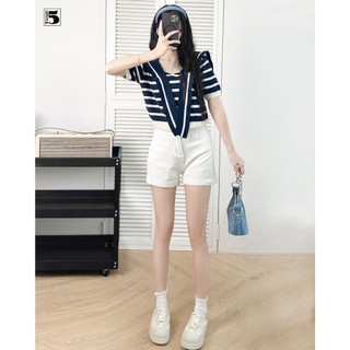 Áo nữ 6259 Twentyfive Fashion – Áo kiểu kẻ ngang, vạt thủy thủ phong cách Hàn Quốc thanh lịch