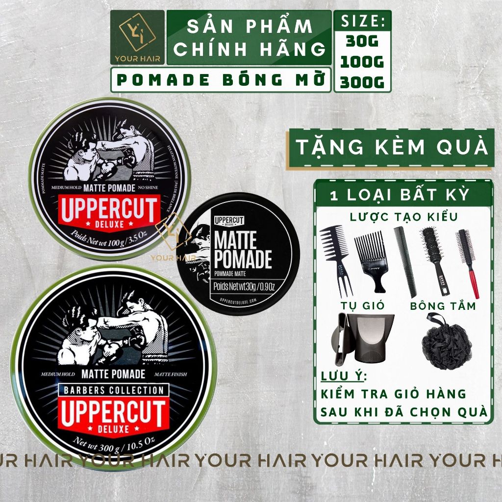Sáp vuốt tóc Pomade tạo kiểu UPPERCUT Matte Pomade - 30g, 100g & 300g