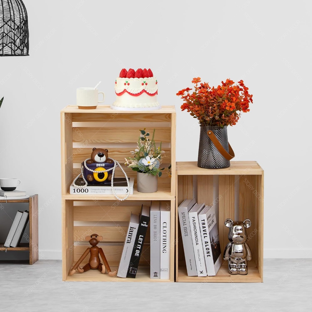 Pallet hộp gỗ đựng đồ đa năng, đựng chai lọ, bia, nước ngọ. Đựng đồ siêu thị chắc chắn có lỗ tay cầm