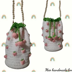 Túi rút dâu tây đeo chéo M10 - handmade len - crochet